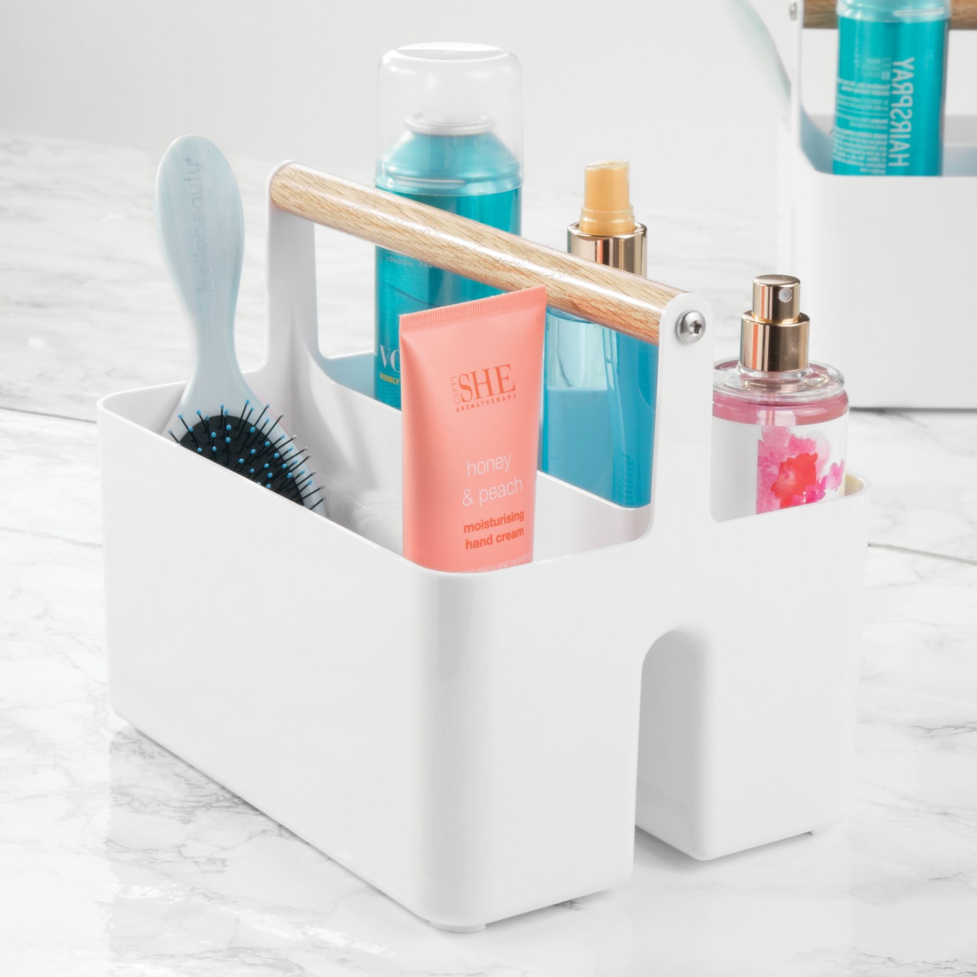 mDesign Small Plastic Shower/Bath Storage Organizer Caddy Tote with Handle  for Dorm, Shelf, Cabinet - Bath Caddies