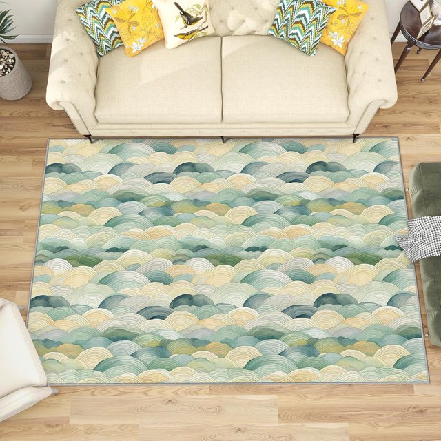 3x4 Rug, Water Ripple Door Mat, Fish Scale Rug, Abstract Rugs for Entryway, Washable & Non Slip & Soft Low Pile Small Carpet, Indoor Doormat, Water Ripple Home Decor & Gifts