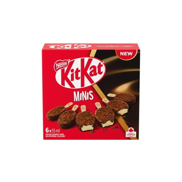 Mini-barres de dessert glacé, dessert glacé à saveur de gaufrettes, enrobage chocolaté au lait avec morceaux de gaufrettes broyées, confectionnées au Canada, sans colorants artificiels, emballées individuellement 330 mL