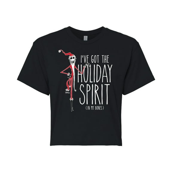 The Nightmare Before Christmas - Holiday Spirit In My Bones - Juniors Cropped Cotton Blend T-Shirt