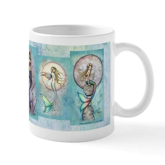 CafePress - Many Mermaids By Molly Harrison Mug - 11 oz Ceramic Mug - Novelty Coffee Tea Cup