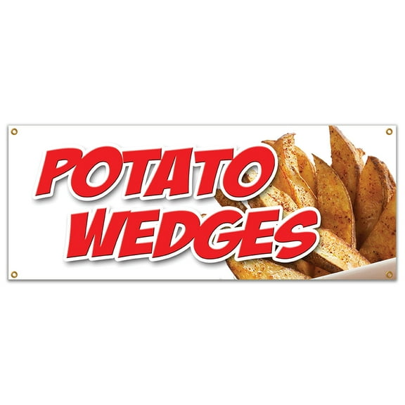 POTATO WEDGES BANNER SIGN fried baked idaho french fries flavored food