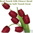thumbnail image 2 of 10PCS Faux Flowers with Vase, Faux Silk Tulip Flower Artificial Flowers Bouquet in Glass Vase, Faux Flower Arrangement with Vase for Home Office Decoration, Dining Table Centerpiece Fake Tulips, 2 of 5
