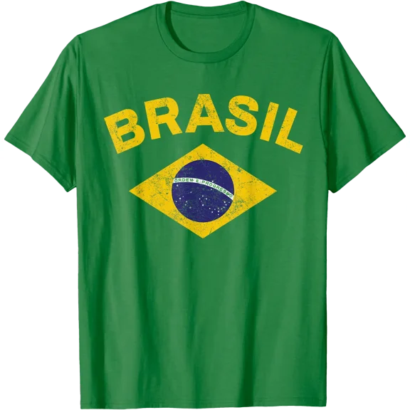 Brazil Flag Patriotic Brazilian Men Boys Girls Brazil T-Shirt