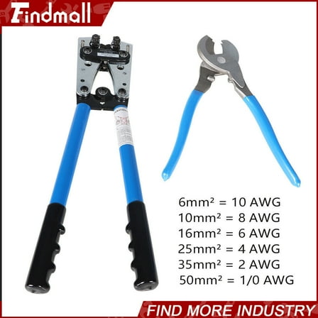 findmall Wire Crimper Battery Cable Crimping Tool For 6-50mm² With Cable Cutter