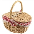 thumbnail image 3 of Cesta de Picnic Mimbre Estilo Campestre con Tapa, Asa y Forros para Picnics, Fiestas Barbacoas, 3 of 9