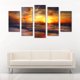 thumbnail image 2 of Juego de Cuadros Decorativos, Atardecer en la Playa, Estilo Paisaje Marino, 5 Piezas, Ideal para Salas y Recámaras, 150x80cm, 2 of 5