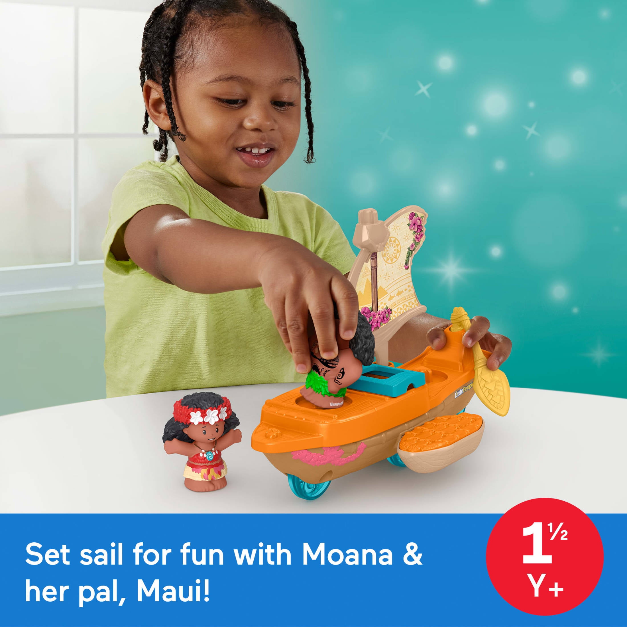 Disney Princess Moana Toys, Moana & Maui's Canoe, Fisher-Price Little People Toddler Toys