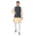 thumbnail image 1 of eloria Men's Nehru Jacket Waistcoat Indian Waistcoat Blazer Jacquard Jacket, 1 of 7