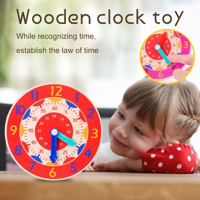 Montessori Wooden Clock Toy For Kids Learning With Hours Seconds Educational Games