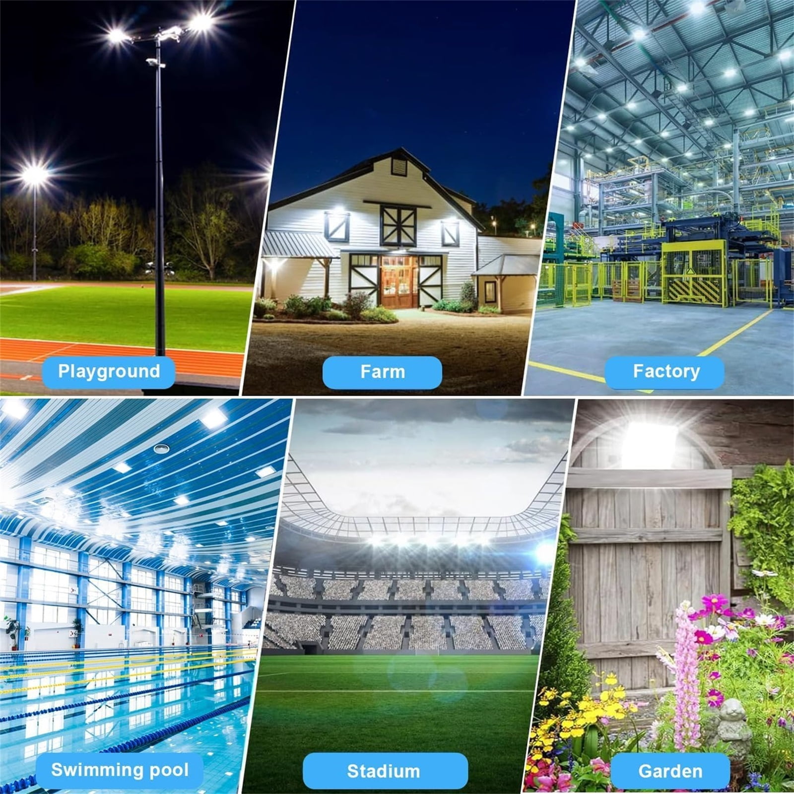 Indmird 2 pack 100W Outdoor LED Floodlight, IP66 Waterproof, 6500K 10000LM White Light, for Garage, Patio