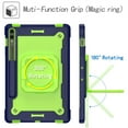 thumbnail image 2 of Kids Durable Handle Tablet Case for Samsung Galaxy Tab S9 Plus 12.4" 2023 SM-X810, Silicone PC Heavy Duty Protection [360 Rotating Ring Stand/Adjustable Shoulder Strap] for Tab S9 FE+, Navy+Green, 2 of 8