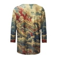 thumbnail image 4 of LYXSSBYX 3/4 Sleeve Shirts for Women Women's Fashion Dragon Print T-Shirt 3/4 Sleeves Blouse Round Neck Casual Tops, 4 of 5