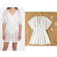 thumbnail image 6 of Ticikt Girl's Chiffon V Neck Short Sleeve Drawstring Beach Dress Cover Up Kimono for Youth Beach Pool,Color:White,11-12 Years, 6 of 9