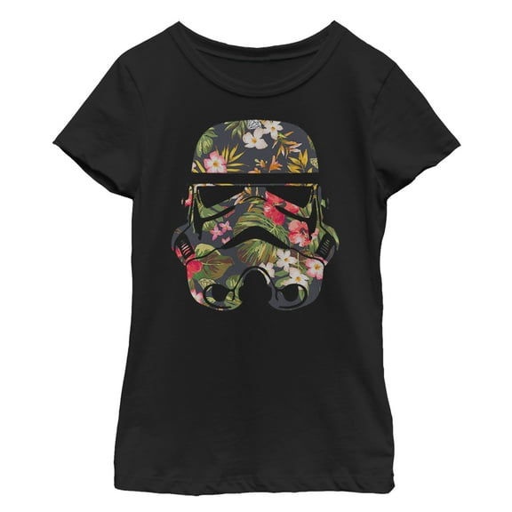 Girl's Star Wars Tropical Stormtrooper  Graphic Tee Black X Large