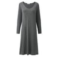 thumbnail image 4 of Women's Nightgown Super Soft Modal Sleepwear Nightshirt Long Sleeve Nightdress comes with Chest Pads Solid Color Pajamas Dress Loungewear,Gray S-2XL, 4 of 9