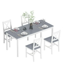 Soges 47" Dining Table Set for 4, 5-Piece Wood Kitchen Dining Table Set with 4 Chairs for Kitchen Dining Room Restaurant, Gray&White
