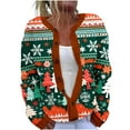 thumbnail image 2 of Cárdigan informal de punto con estampado navideño para mujer, chaqueta con botones y abrigo para mujer, 2 of 5
