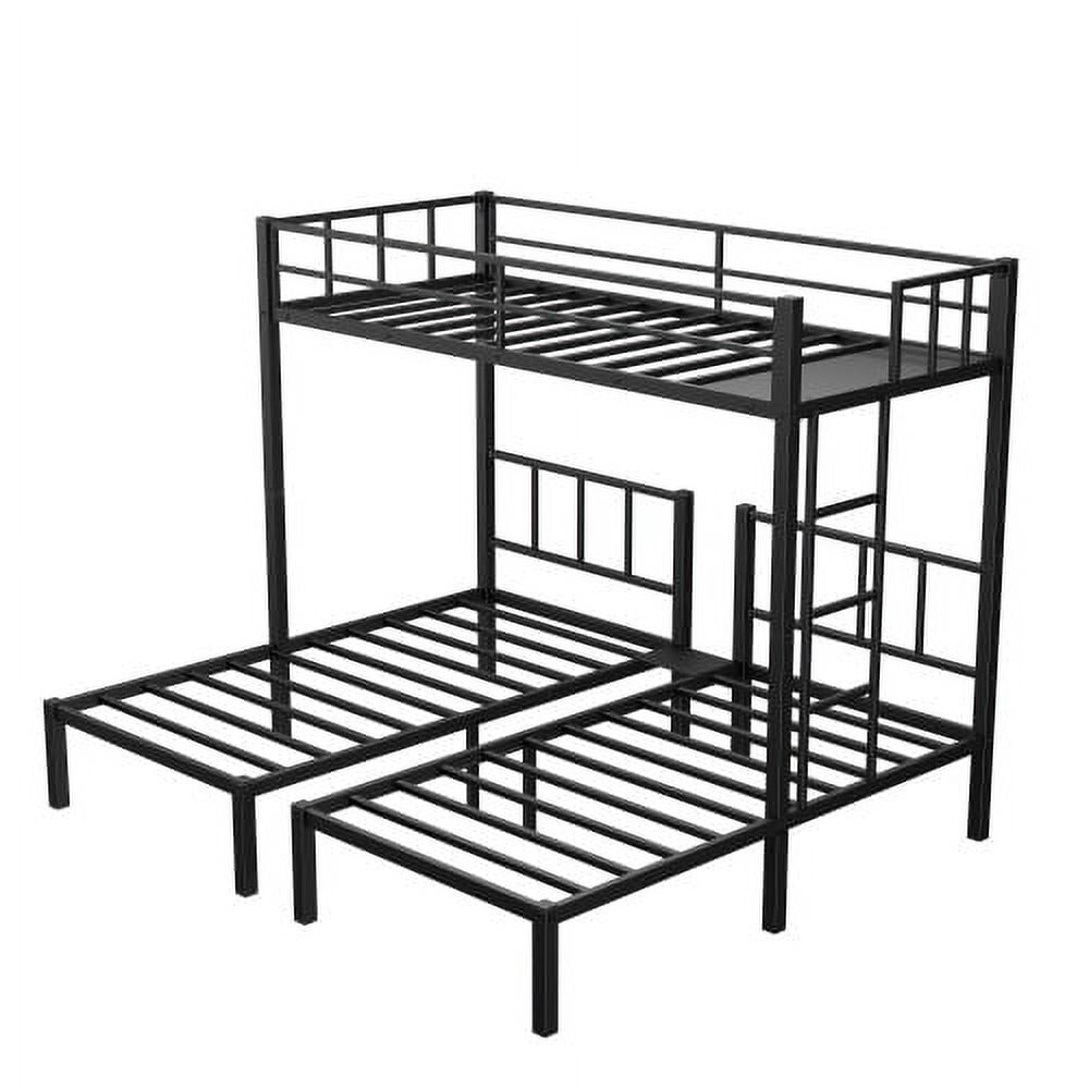 Twin Over Twin Over Twin Triple Bunk Bed for Kids,Metal Triple Bed with Full-Length Guardrail and Ladder,Separates Into 3 Twin Beds,Noise Reduced Structure,Black