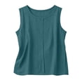 thumbnail image 5 of Mifsaly Linen Tank Tops for Women Pleated Front Scoop Neck Sleeveless Blouses Lightweight Casual Loose Fit Flowy Summer Clothes 2026 Mint Green,XXL, 5 of 6