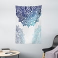 thumbnail image 1 of Henna Tapestry, South Asian Mandala Design with Vibrant Color Ornamental Ethnic Illustration, Wall Hanging for Bedroom Living Room Dorm Decor, 40W X 60L Inches, Dark Blue Pale Blue, by Ambesonne, 1 of 2