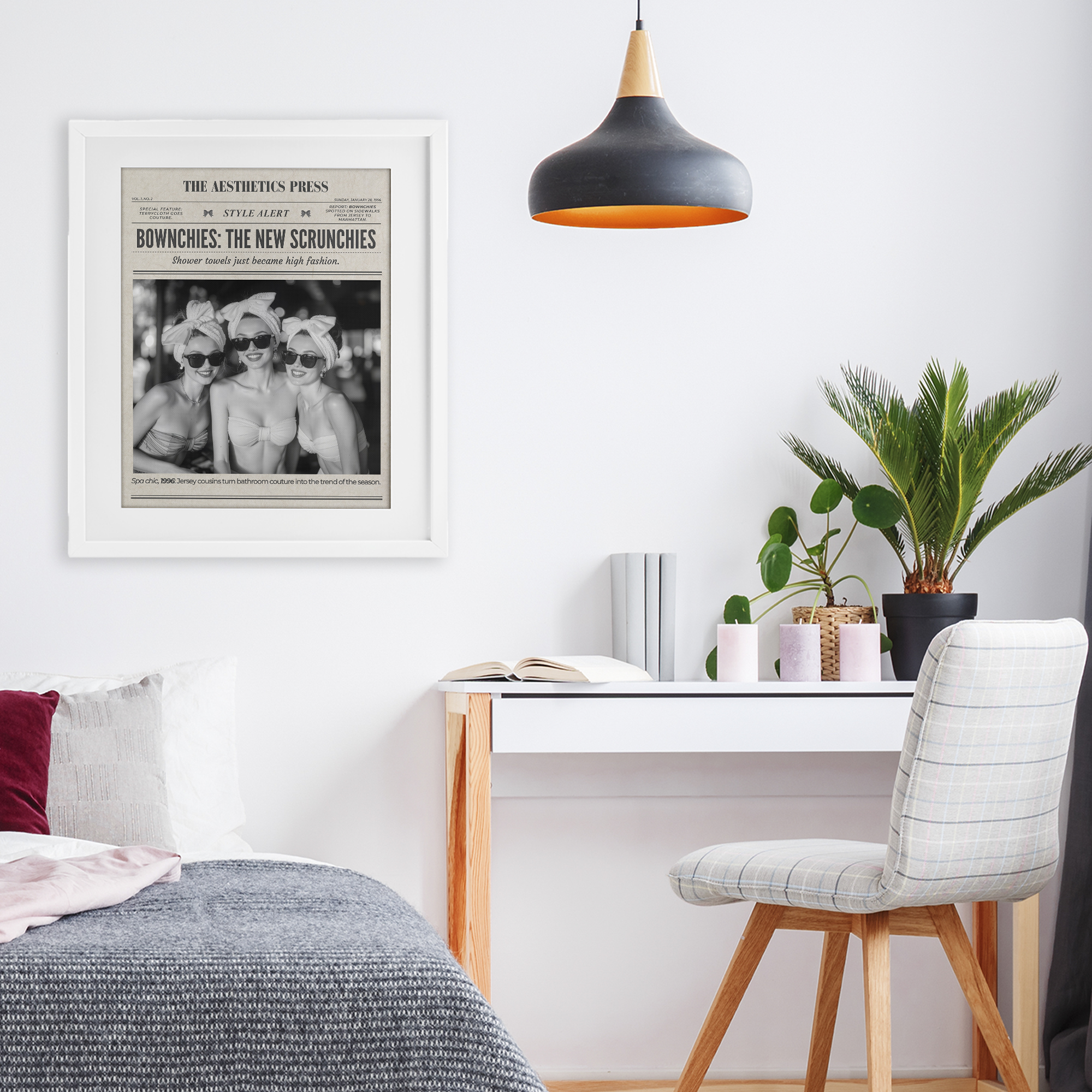 The Aesthetics Press Magazine White Framed Print Under Glass, design by A Barefoot Stylist