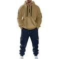 thumbnail image 2 of MLQIDK Mens Workout Gym Big and Tall Jogging Sweat Suits Tracksuits Casual Fleece Hoodie and Cargo Sweatpants Athletic Jogging Suit Lounge Outfit 2 Piece Set Winter Suit Sets Dark Purple XL, 2 of 5