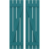 Ekena Millwork 15 1/2"W x 73"H Americraft Four Board (2 Batten) Exterior Real Wood Spaced Board-n-Batten Shutters w/ Z-Bar (Per Pair), Antigua