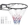 thumbnail image 1 of Basketball Rim, Wall Door Mounted Basketball Hoop, Heavy Duty Q235 Basketball Flex Rim Goal Replacement with Net and Double Spring, Standard 18" Indoor Outdoor Hanging Hoop for Kids Adults Black 18, 1 of 1