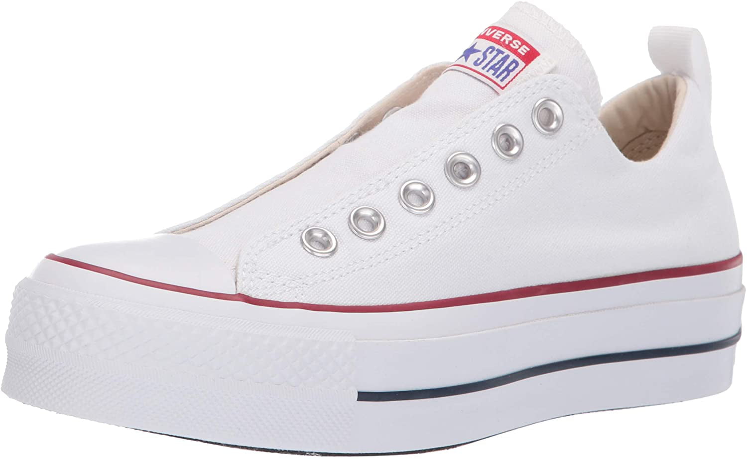 Star Lift Slip Sneaker, White/Red/Blue 