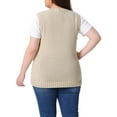 thumbnail image 4 of DARING DIVA Women's Solid Knitted Crew Neck Sweater Vest 3X Beige, 4 of 6