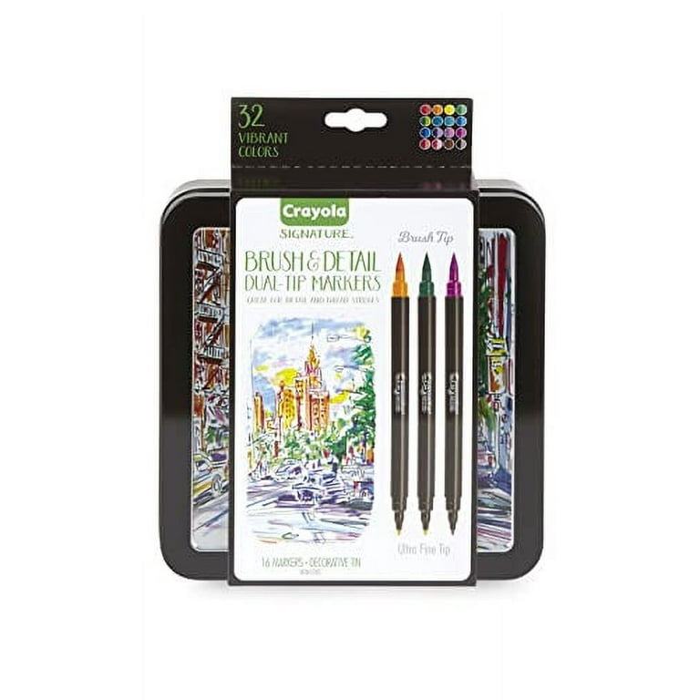 Crayola Brush & Detail Dual Tip Marker Set (32ct), Adult Coloring Markers,  Gifts for Teens & Adults 