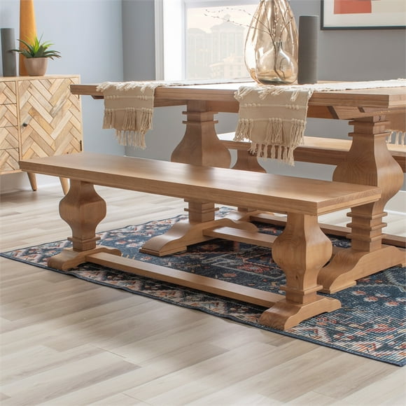 Bowery Hill Transitional Pine Wood Bench in Rustic Honey Brown