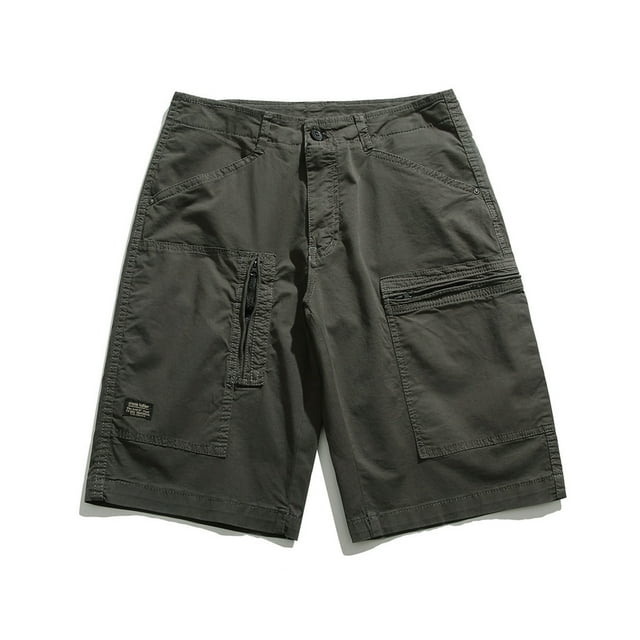 Puntoco Pantalones Cortos De Trabajo Para Hombre, Pantalones Cortos Ajustados Con Cremallera Y Pierna Recta, Pantalones Cortos Casuales, Gris Medio M,Pantalones Cortos Hombre