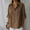 Brown, variant on HOMBOM Summer Tops for Women Lapel Solid White V Neck 3/4 Sleeve Cotton Linen Womens T Shirts