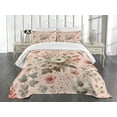 thumbnail image 4 of Ambesonne Floral Quilted Bedspread Set 3 Pcs, Spring Farmhouse Feel Floral, Queen Size, Blush Olive Green, 4 of 4