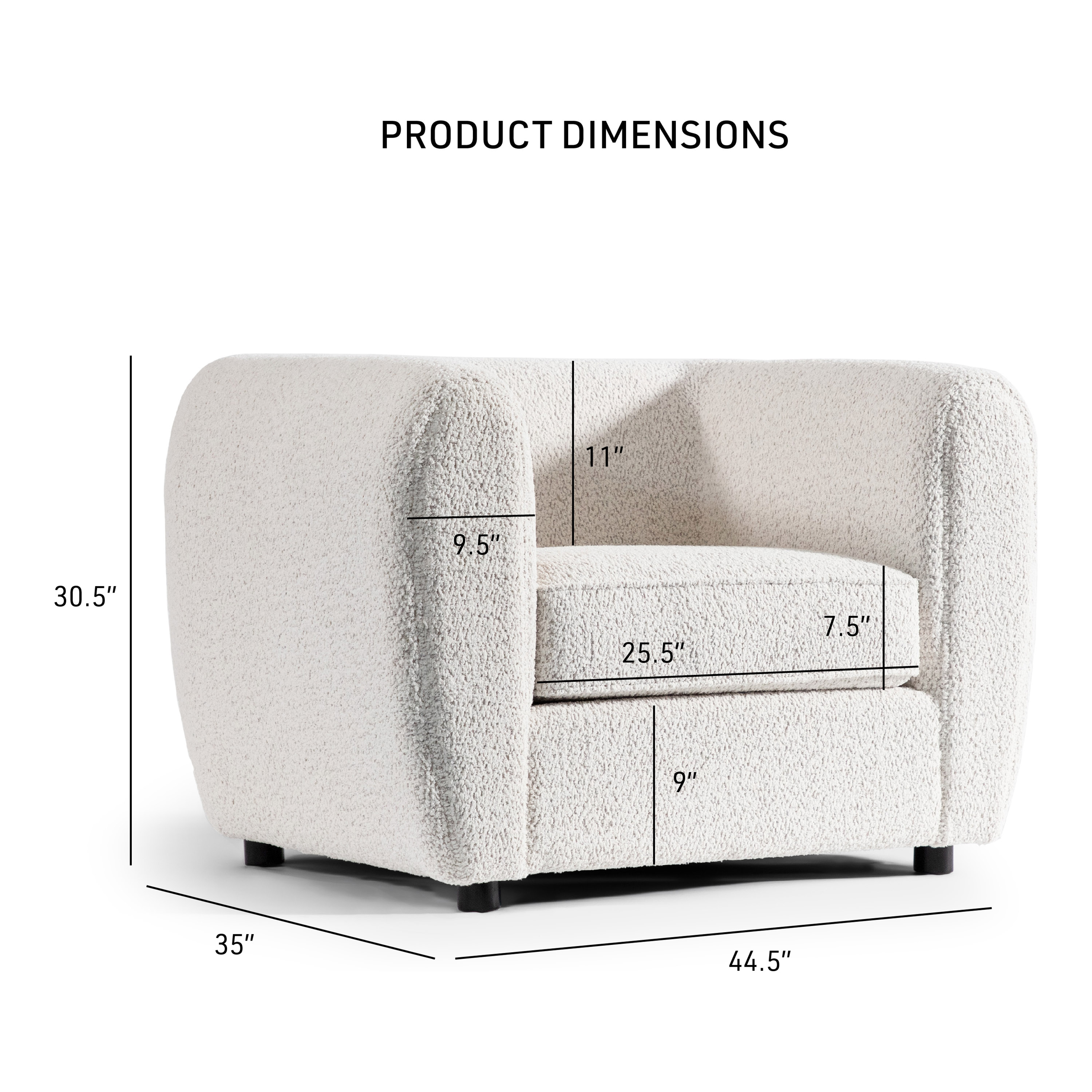 Furniture of America Nallia Tuxedo Style Upholstered Boucle Fabric White Accent Chair