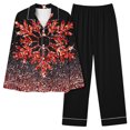 thumbnail image 1 of Puntoco Conjunto De Pijama De Pantalones Y tops Casuales De Manga Larga Con Estampado Navideño Para Mujer (1 top + 1 Pantalón) Conjunto De Solapa De Manga Larga Rojo M, 1 of 4