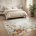 thumbnail image 3 of ODIKA 8'x10' Ultra-Soft Area Rug, Neutral Distressed Scrolling Vine Border Vintage Livingroom Playroom None Washable, Bare feet friendly, Silk-Touch for Bedroom, Under Sectional, 3 of 7