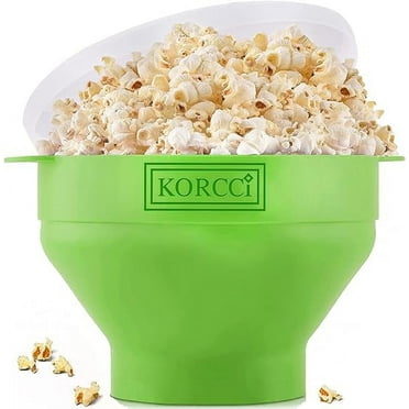 The Original Korcci Silicone Popcorn Maker - Microwave Popcorn Popper - Collapsible Bowl, Heat-Resistant, Easy to Clean, Ideal for Family Movie Nights - Green