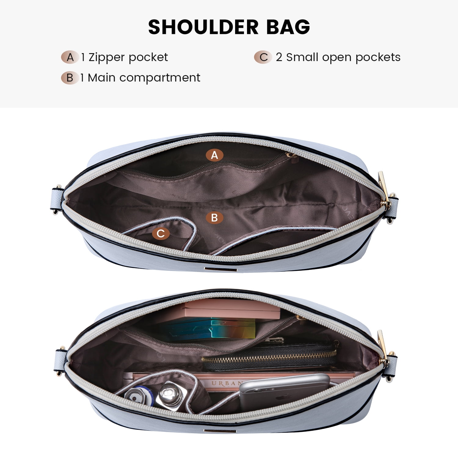 Lovevook Purse for Women,Fashion Tote Bag Shoulder Handbags Top Handle Satchel Bags with External Pocket-3pcs & Pale Blue