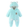 thumbnail image 2 of fnnxnal Kids Girl Bear Onesie Winter - Green Footed Kids Jumpsuit with Front Zipper, Quilted Lining, Plush Ears, Warm for 0-12M Daily Wear/Photo Shoots,Size 1 T, 2 of 5