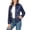 Navy, variant on Women's Short Puffer Jacket Lightweight Quilted Padded Stand Collar Zip Front Wine Women