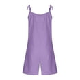 thumbnail image 7 of MKOSPLRT Linen Jumpsuits for Girl 4-16 Years Adjustable Thin Straps V Neck Pleated Romper Shorts Solid Casual Baggy Beach Vacation Jumpers, 7 of 7