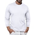 thumbnail image 1 of Male Plaid Round Neck Long Sleeve T Shirt Plus Size Solid Color Top, 1 of 6