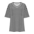 thumbnail image 4 of Your-Sty Women's V Neck Striped Shirt Short Sleeve Summer Tops Casual Loose Fit Tee, 4 of 5