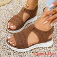 thumbnail image 3 of Womens Wedge Chunky Platform Sandals Firm Knit Upper Memory Foam Shoes Lightweight Summer Athletic Walking Sneakers Brown Size 7.5, 3 of 6