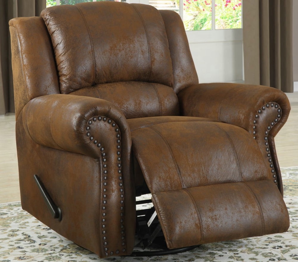 Homelegance Quinn Swivel Rocking Reclining Chair in Brown Microfiber