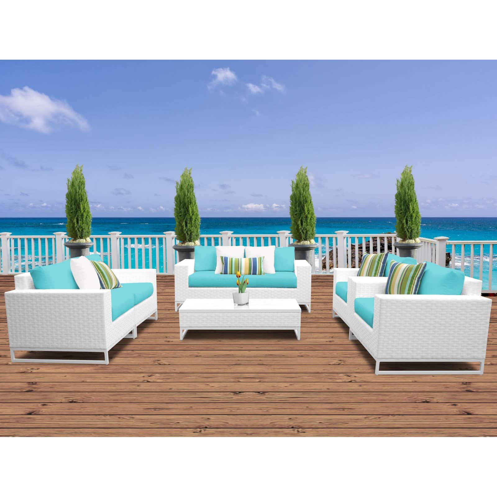 TK Classics Miami 7 Piece Outdoor Wicker Patio Furniture Set 07c - image 2 of 3