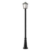 Z-Lite - Waverly - 4 Light Outdoor Post Mount Lantern Black Finish with White